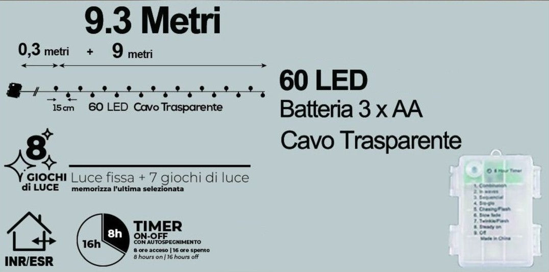 Battery operated chain with 10 microleds with wine cork 1 m white light