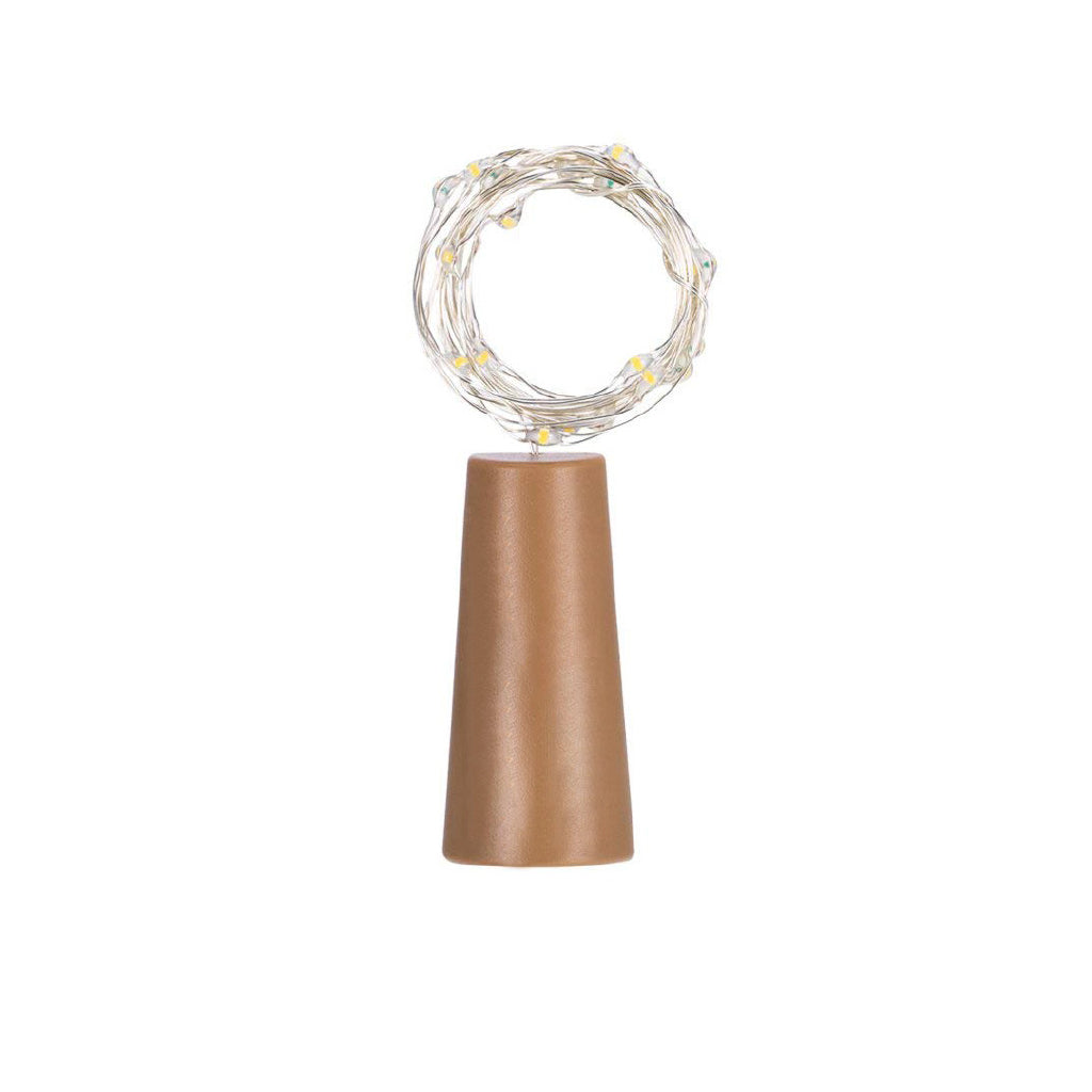 Catena a batteria con 10 microled con tappo vino 1 mt luce bianca