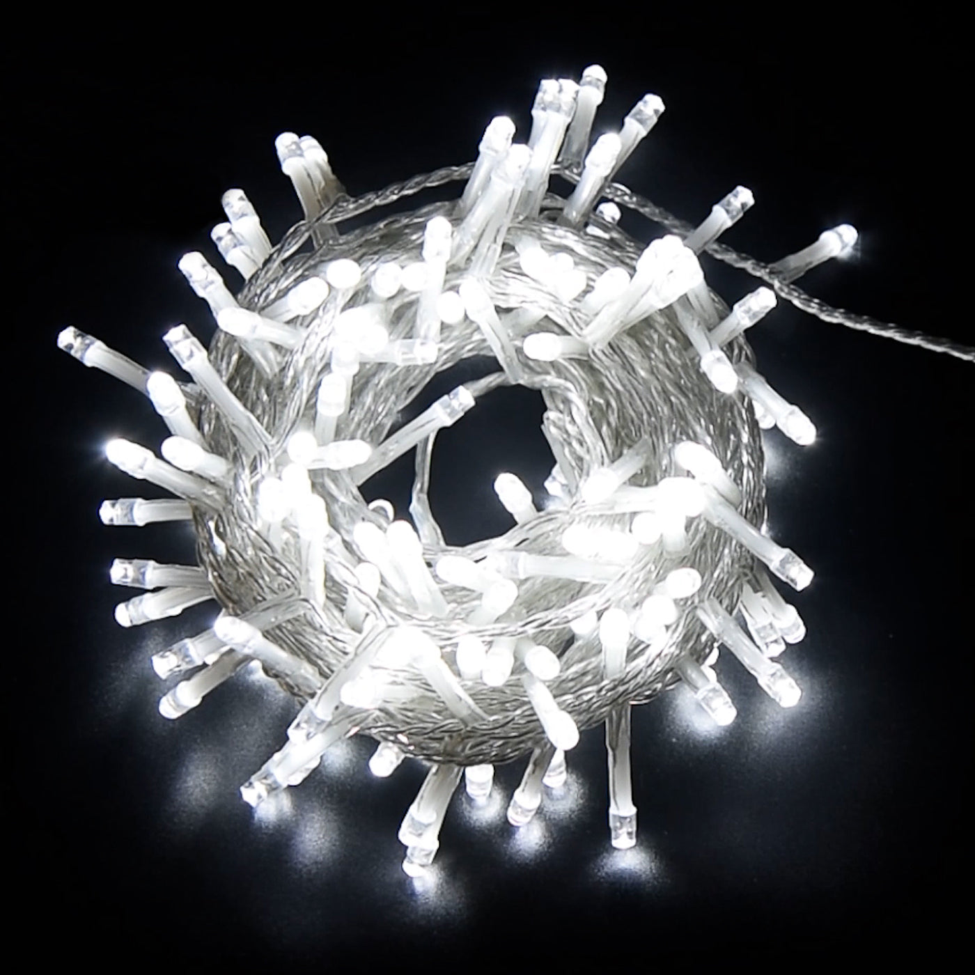 White LED Light Chain Transparent Cable 200 Lights