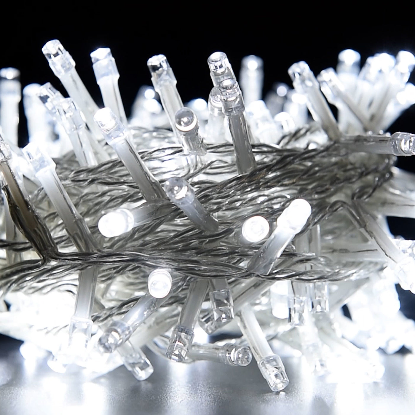 White LED Light Chain Transparent Cable 200 Lights