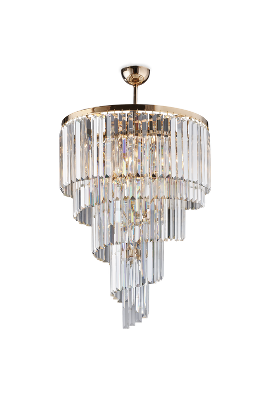 1550/50 LAMPADARIO MODERNO, CONTEMPORANEO ORO E CRISTALLI