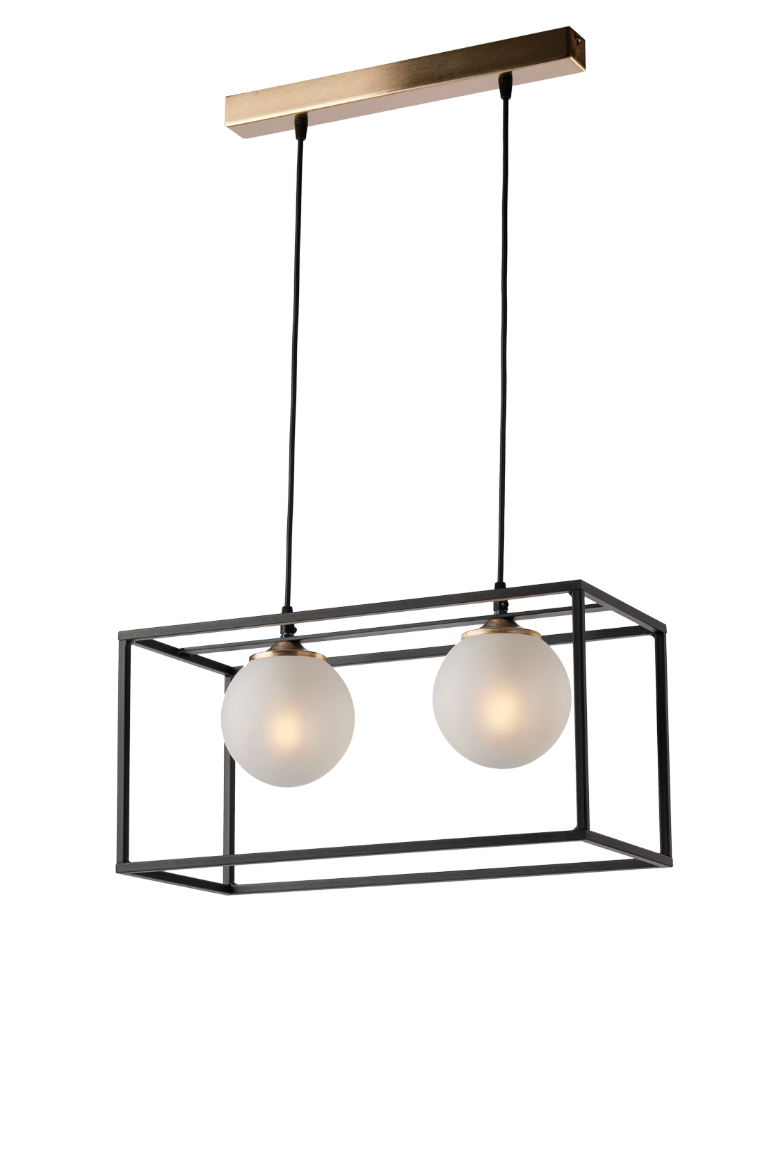 SOSPENSIONE INDUSTRIAL 2 LUCI MODERNO GABBIA CON SEFRE VETRO SOFFIATO
