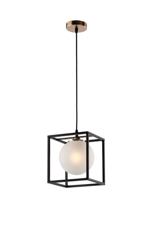 SOSPENSIONE INDUSTRIAL 1 LUCE MODERNA CON SEFRE VETRO SOFFIATO
