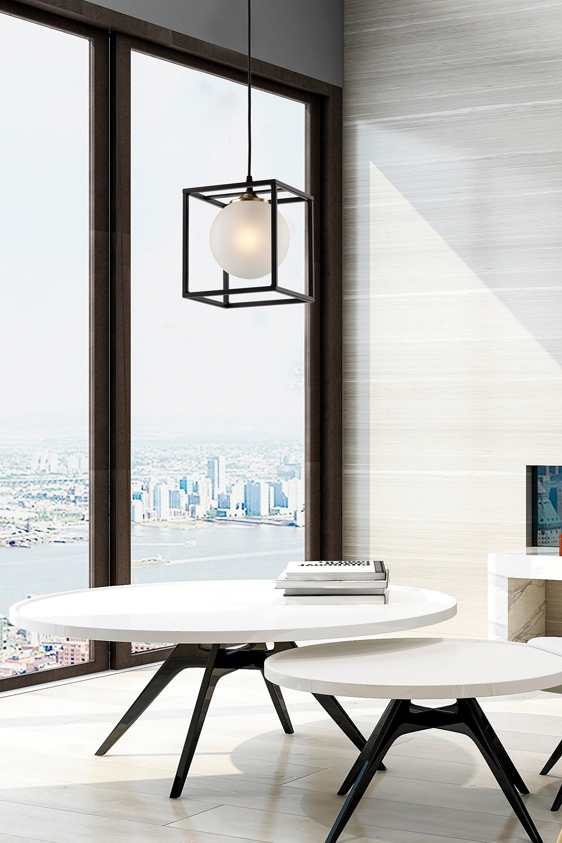 SOSPENSIONE INDUSTRIAL 1 LUCE MODERNA CON SEFRE VETRO SOFFIATO