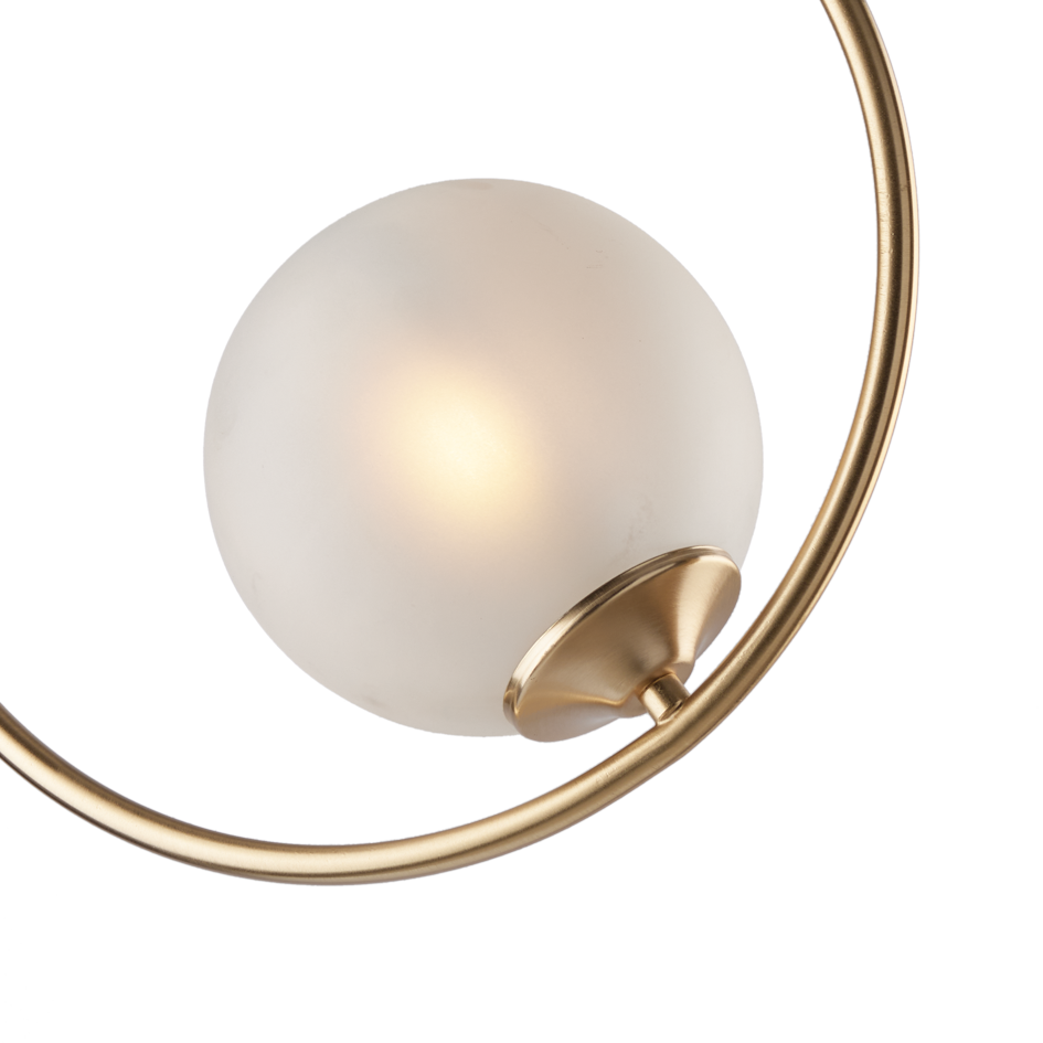 MODERN CIRCLE SUSPENSION WITH SIDE BLOWN GLASS SPHERE