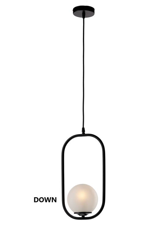 SNACK SOSPENSIONE OVALE UP/DOWN MODERNA CON SFERA VETRO SOFFIATA