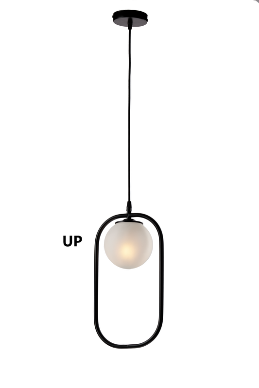 SNACK SOSPENSIONE OVALE UP/DOWN MODERNA CON SFERA VETRO SOFFIATA