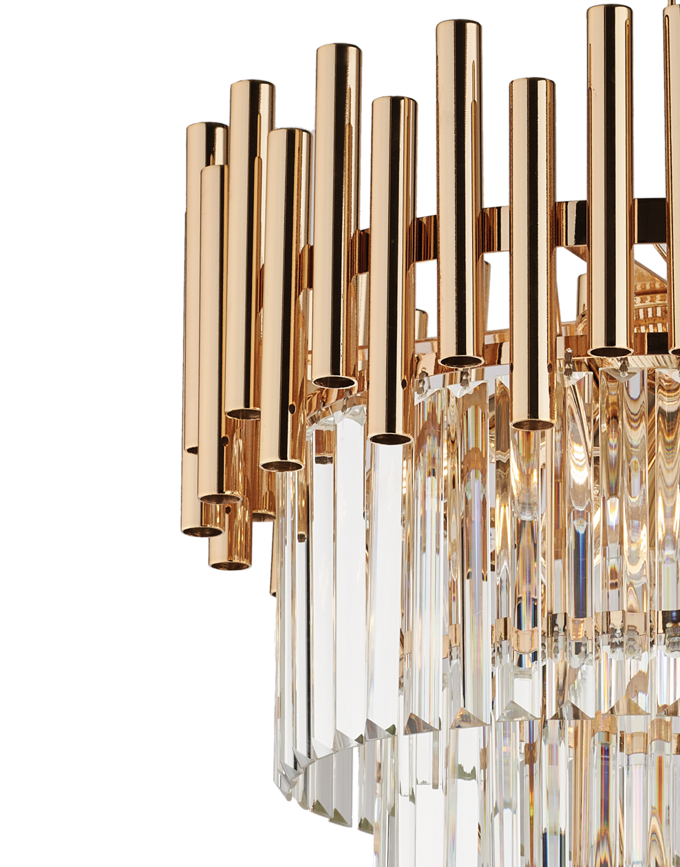 LAMPADARIO MODERNO, CONTEMPORANEO ORO E CRISTALLI