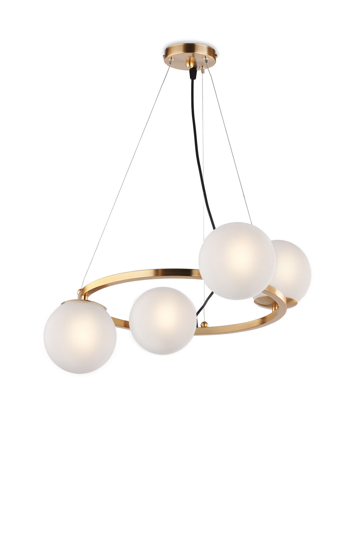 1480/4 LAMPADARIO 4 LUCI MODERNO INDUSTRIAL CHIC CON SFERE VETRO
