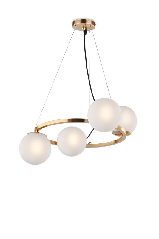 1480/4 LAMPADARIO 4 LUCI MODERNO INDUSTRIAL CHIC CON SFERE VETRO