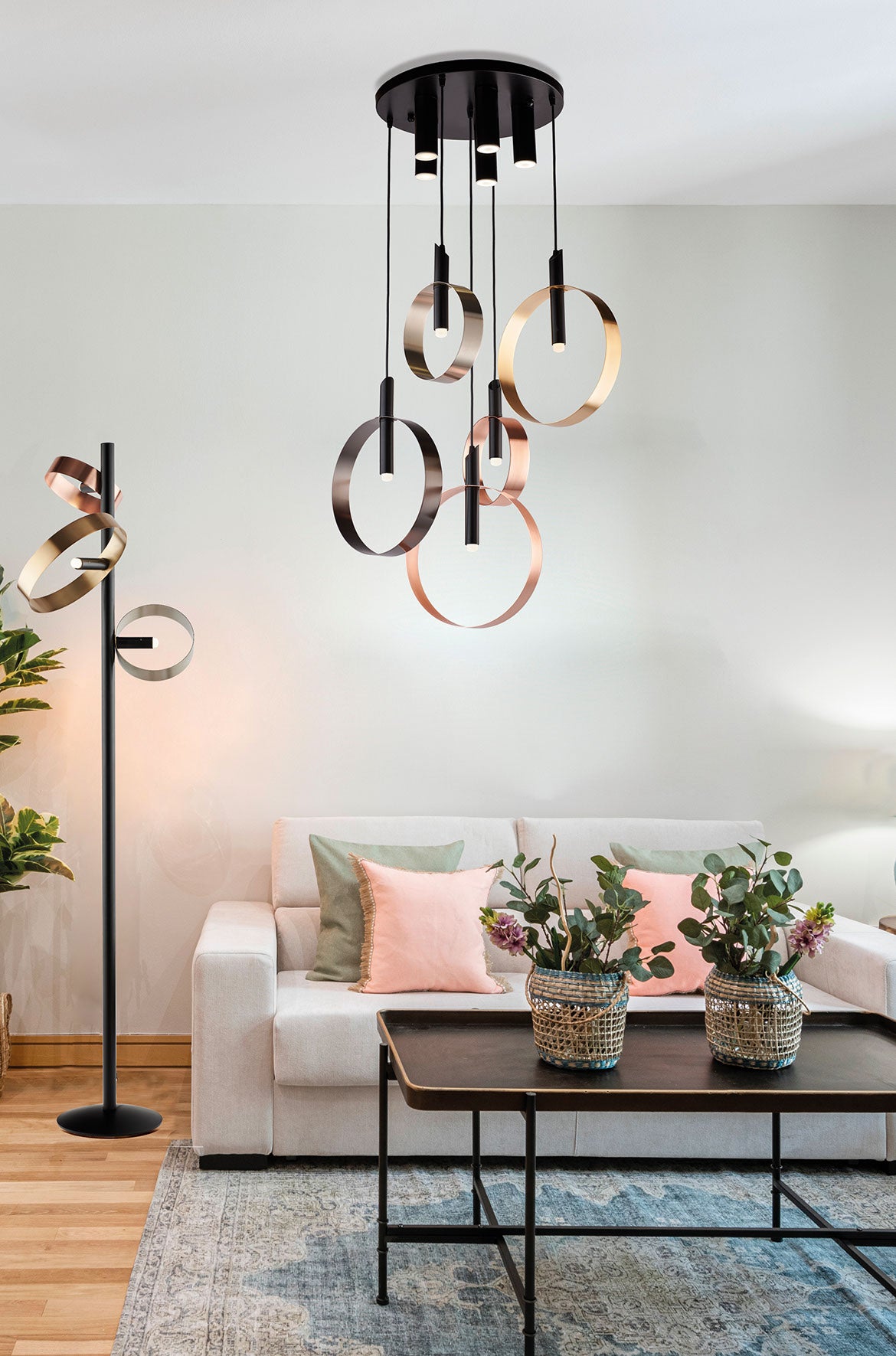 1470/C5 MODERN SUSPENSION WITH CIRCLE AND BASE WITH LED LIGHTS