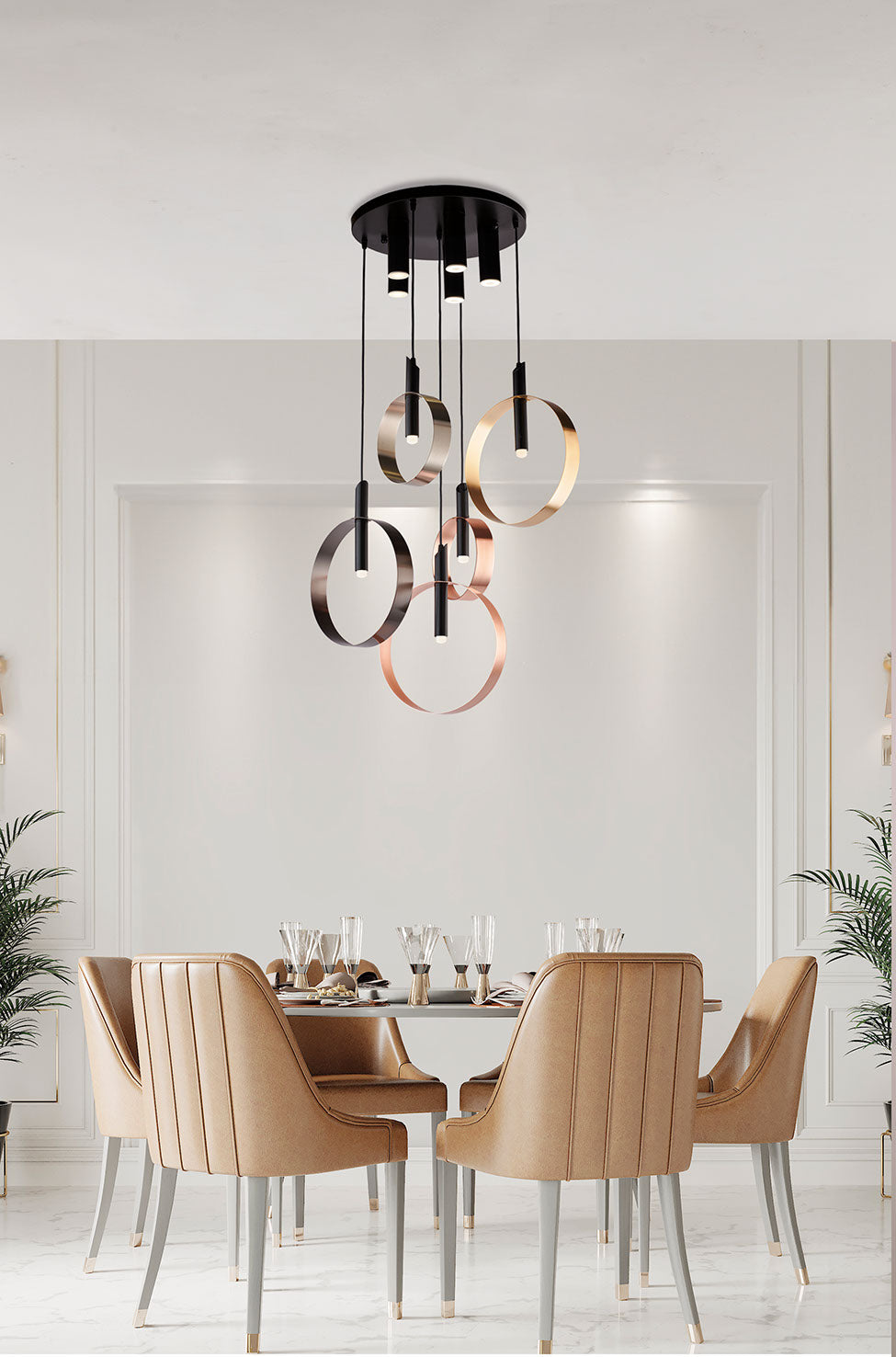 1470/C5 MODERN SUSPENSION WITH CIRCLE AND BASE WITH LED LIGHTS