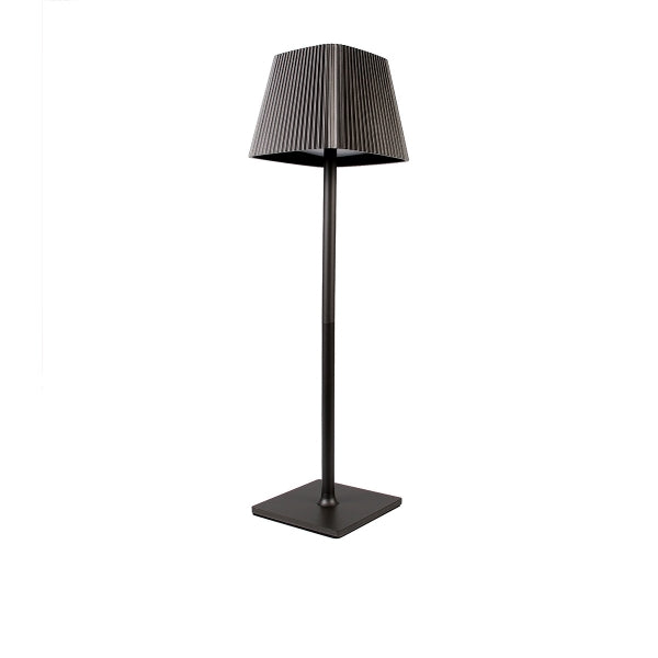 LAMPADA LED DA TAVOLO RICARICABILE CON PARALUME QUADRATO PLISSETTATO USB E SOLARE