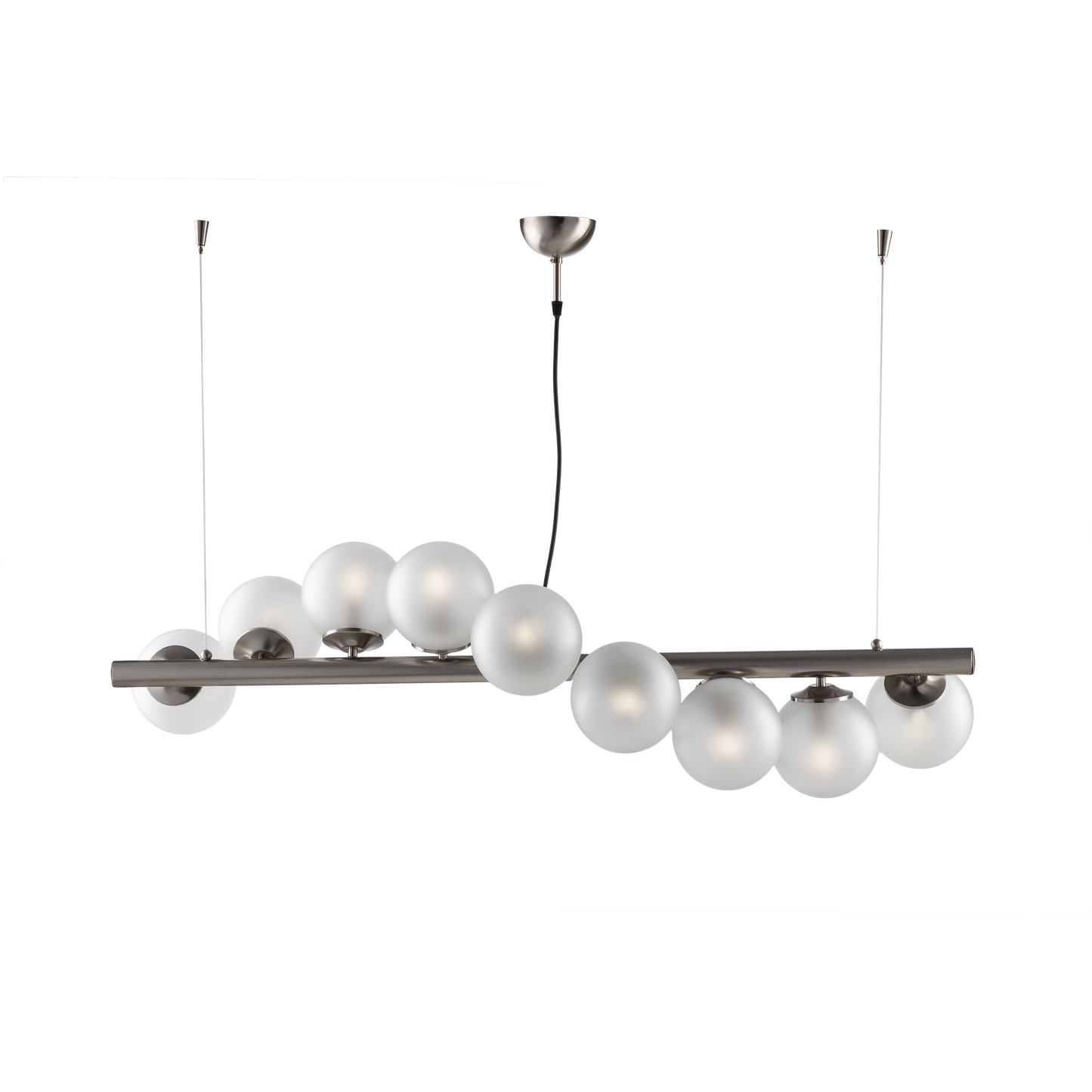 SOSPENSIONE/LAMPADARIO 9 LUCI MODERNO INDUSTRIAL CHIC CON SFERE VETRO