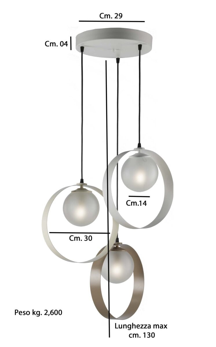 MODERN SUSPENSION WITH CIRCLES AND SPHERES GLASS INDUSTRIAL CHIC