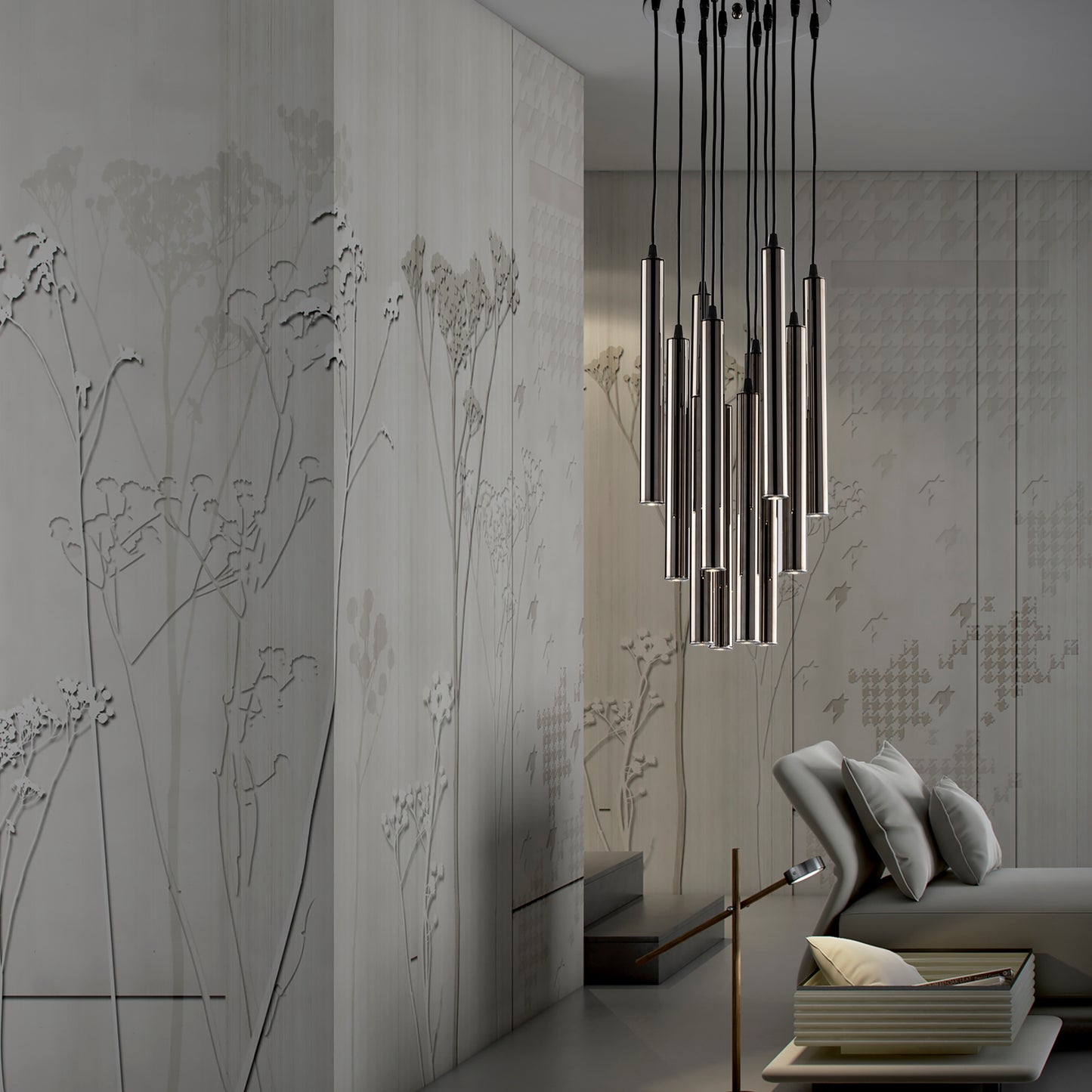 LAMPADARIO A SOSPENSIONE MODERNO INDUSTRIAL CHIC CON TUBI LED 12 LUCI