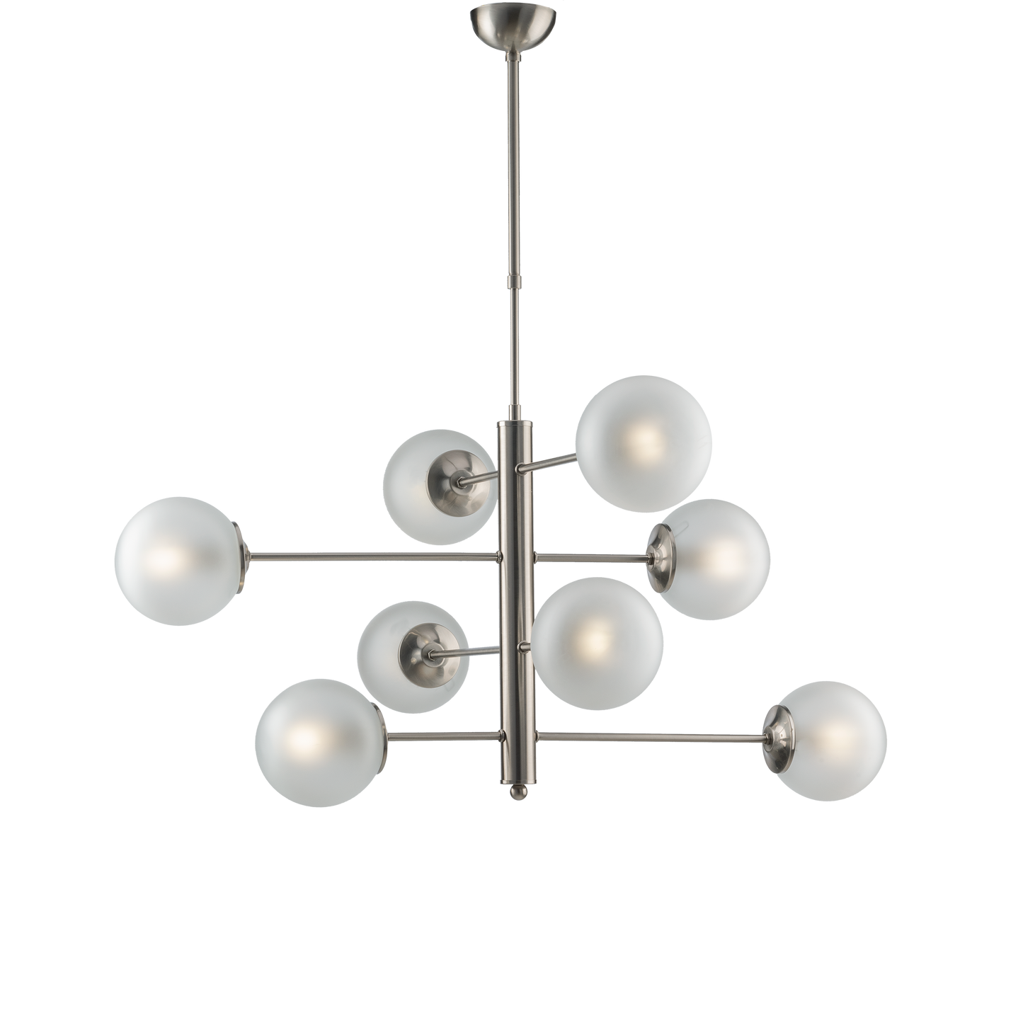 LAMPADARIO 8 LUCI MODERNO METALLO E SFERE VETRO