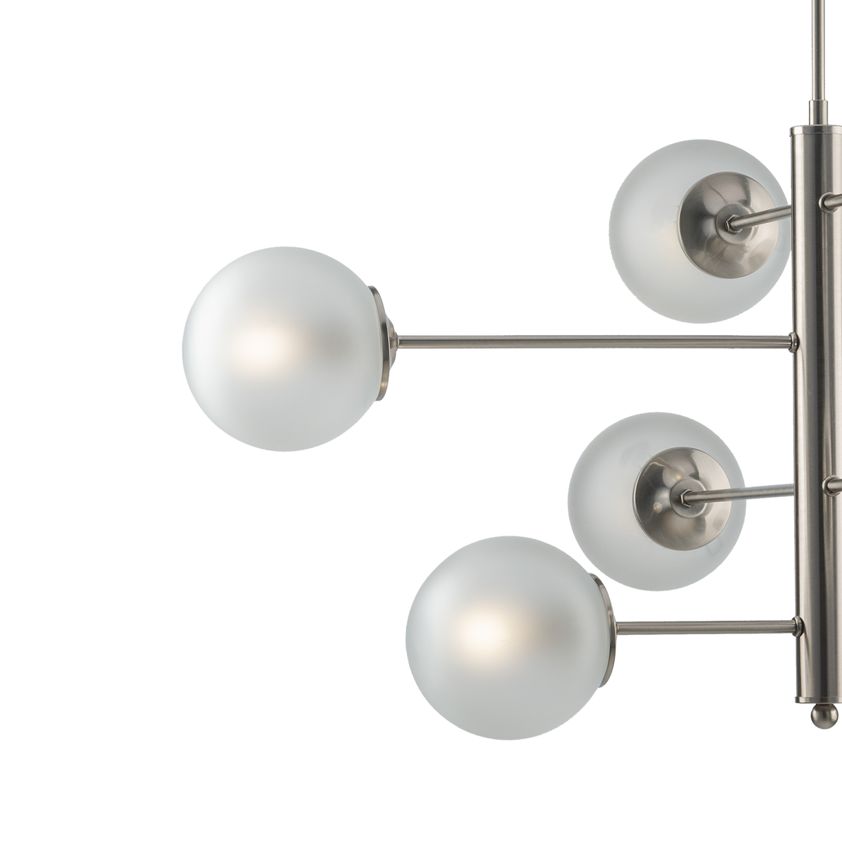 LAMPADARIO 8 LUCI MODERNO METALLO E SFERE VETRO