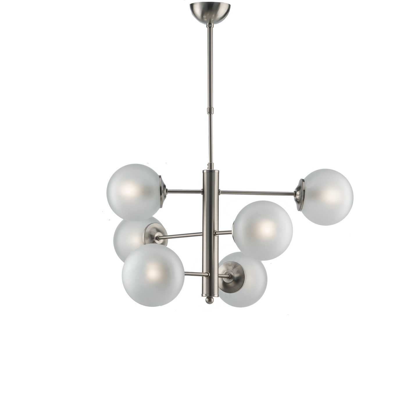 LAMPADARIO 6 LUCI MODERNO INDUSTRIAL CHIC CON SFERE VETRO