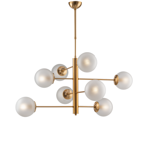 LAMPADARIO 8 LUCI MODERNO METALLO E SFERE VETRO