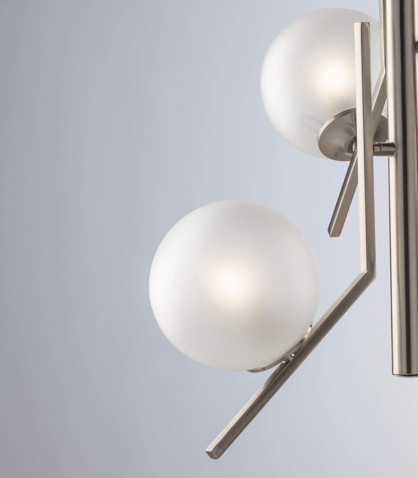 MODERN INDUSTRIAL CHIC 3 LIGHT CHANDELIER WITH GLASS SPHERES
