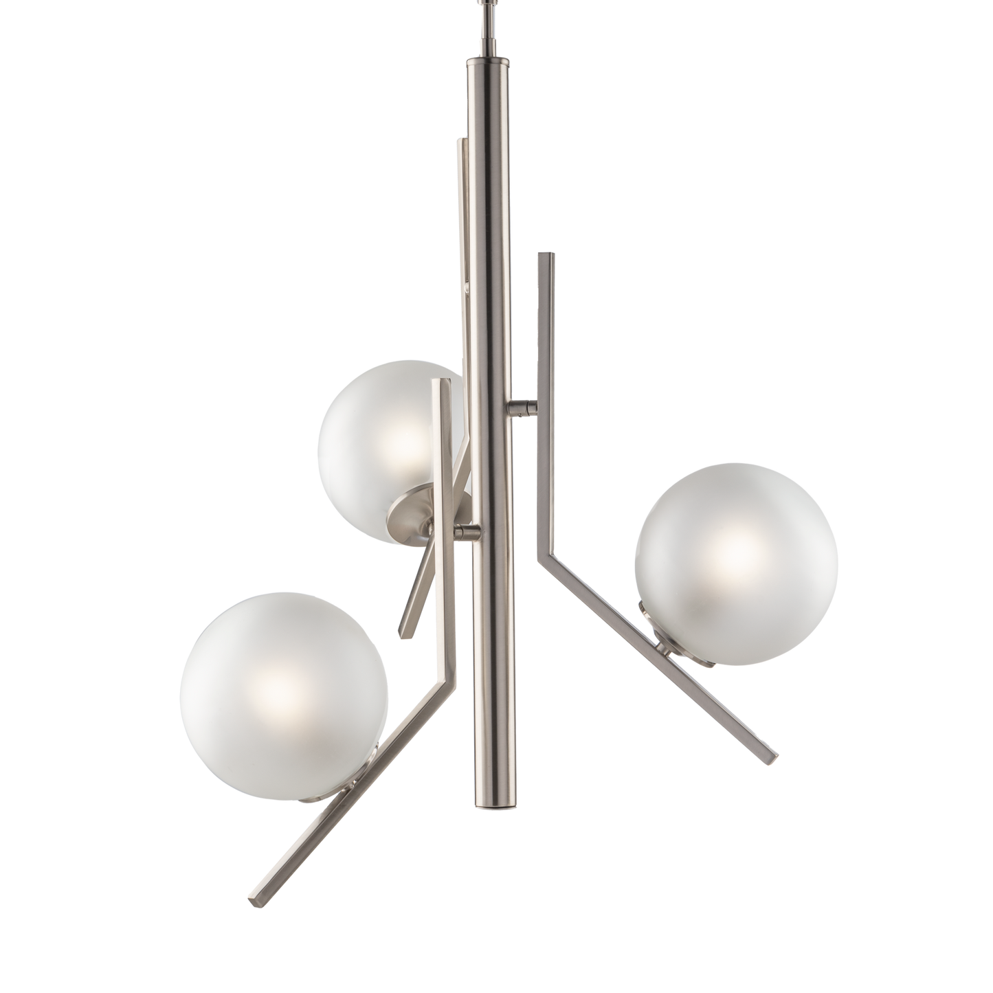 MODERN INDUSTRIAL CHIC 3 LIGHT CHANDELIER WITH GLASS SPHERES