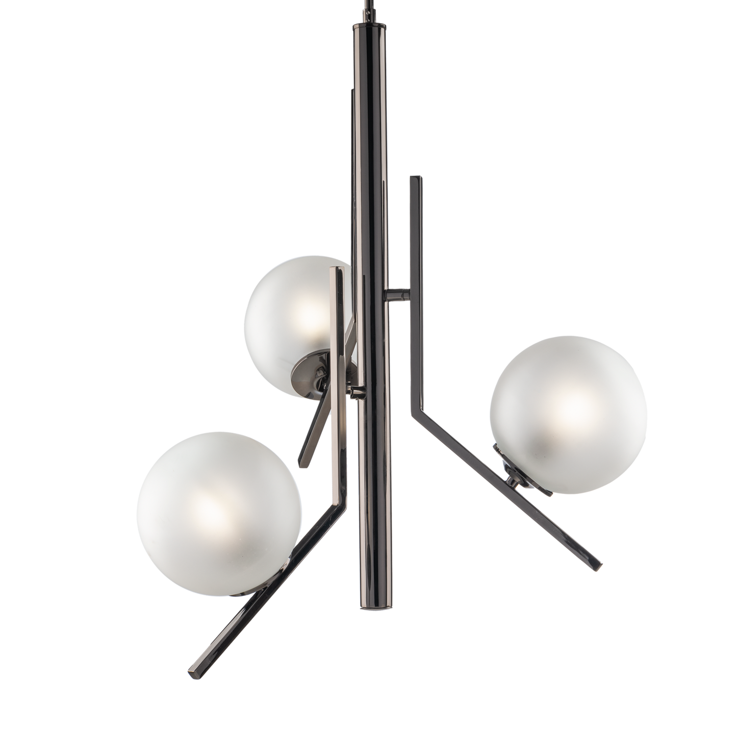MODERN INDUSTRIAL CHIC 3 LIGHT CHANDELIER WITH GLASS SPHERES