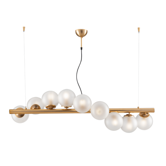 SOSPENSIONE/LAMPADARIO 9 LUCI MODERNO INDUSTRIAL CHIC CON SFERE VETRO