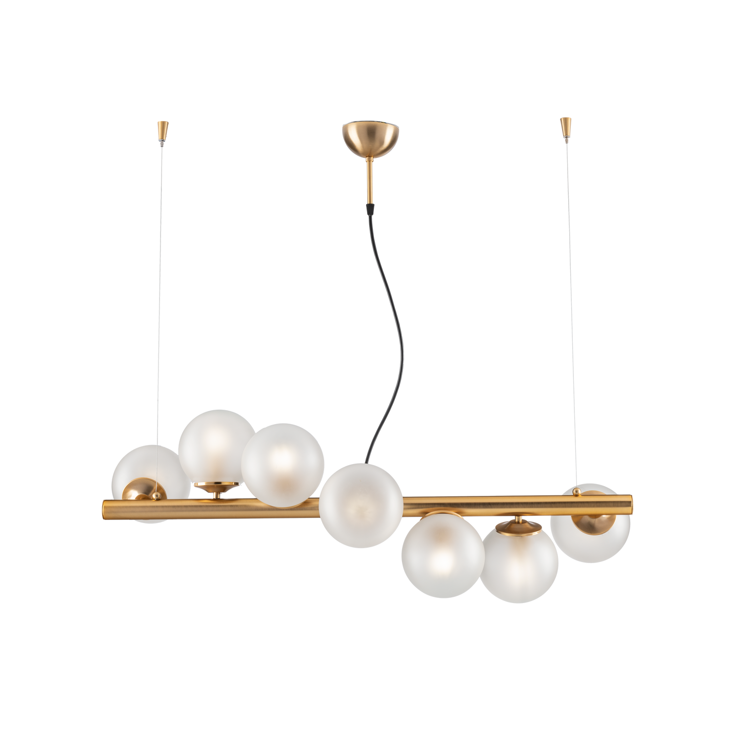 SOSPENSIONE/LAMPADARIO 7 LUCI MODERNO INDUSTRIAL CHIC CON SFERE VETRO