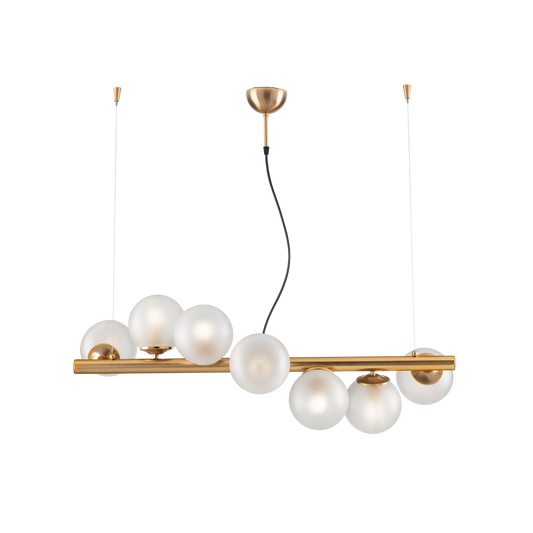 SOSPENSIONE/LAMPADARIO 7 LUCI MODERNO INDUSTRIAL CHIC CON SFERE VETRO