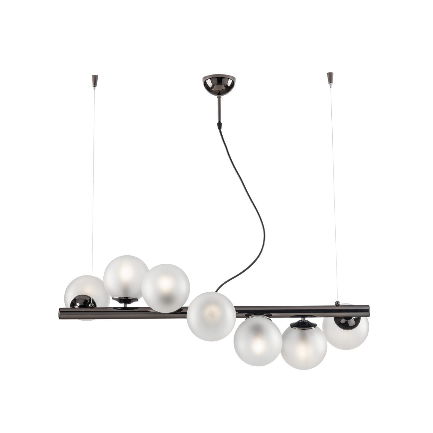SOSPENSIONE/LAMPADARIO 7 LUCI MODERNO INDUSTRIAL CHIC CON SFERE VETRO