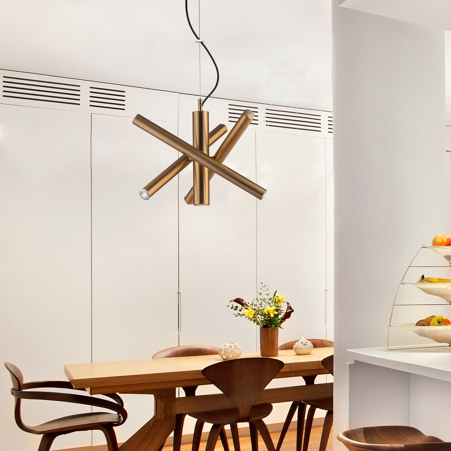 MODERN 3+1 CHANDELIER WITH LED TUBES
