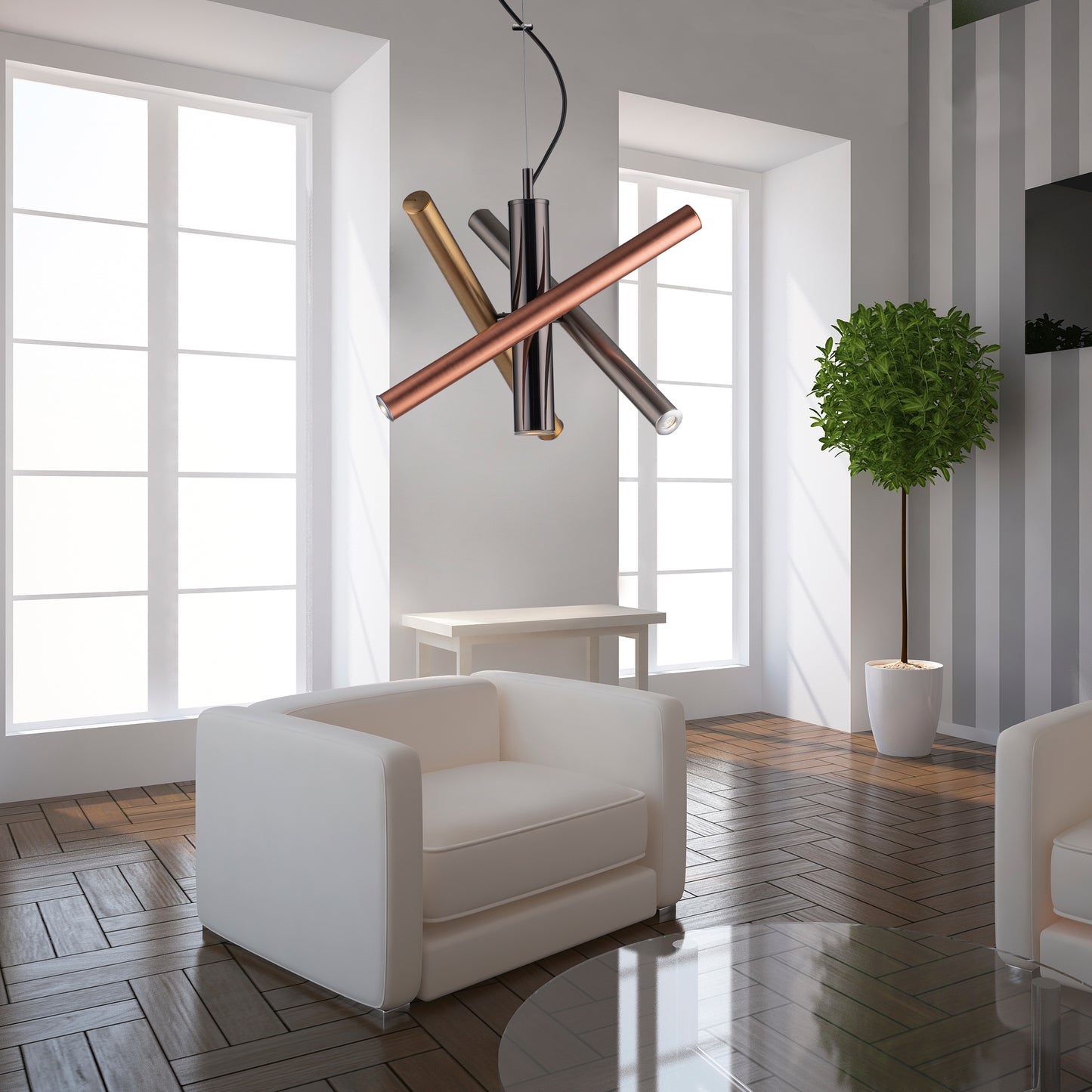 MODERN 3+1 CHANDELIER WITH LED TUBES