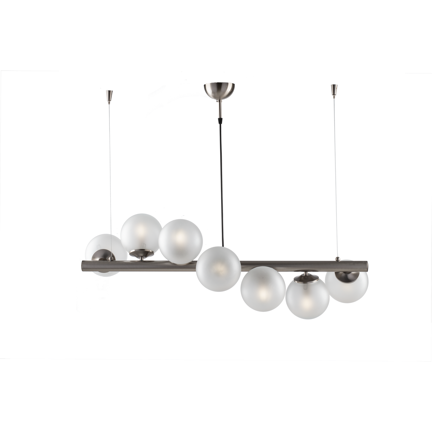SOSPENSIONE/LAMPADARIO 7 LUCI MODERNO INDUSTRIAL CHIC CON SFERE VETRO