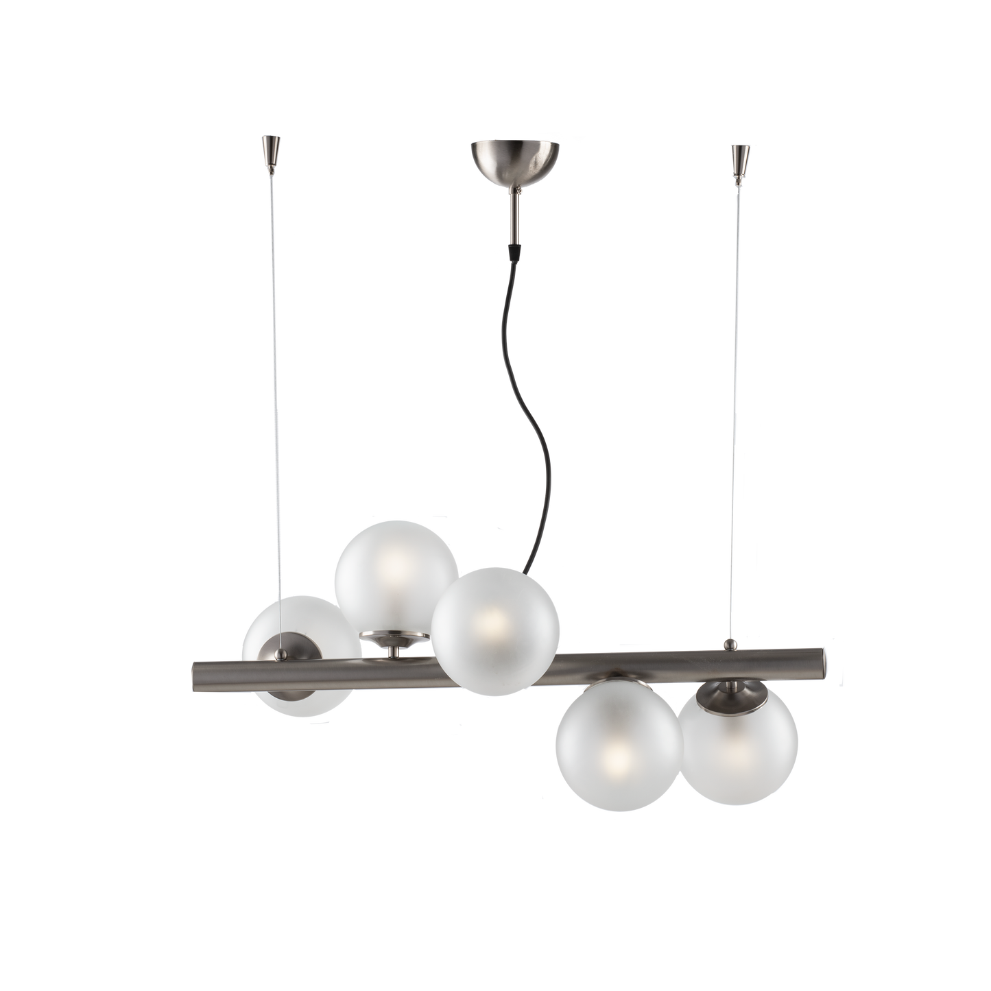 SOSPENSIONE/LAMPADARIO 5 LUCI MODERNO INDUSTRIAL CHIC CON SFERE VETRO
