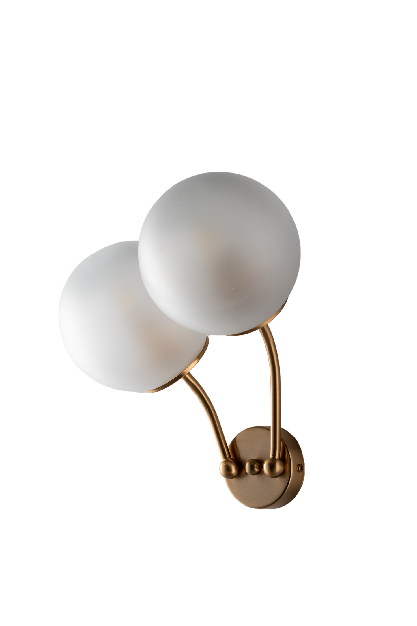 1296/ap2 APPLIQUE IN METALLO 2 LUCI CON SFERE DI VETRO SATINATE