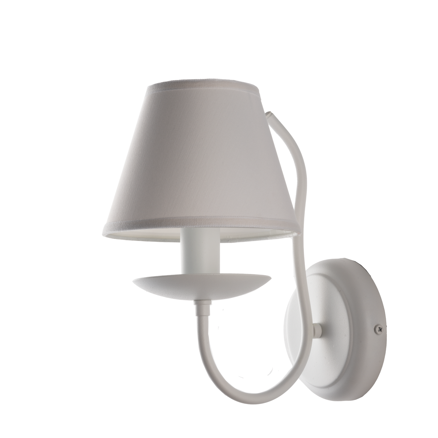 1270/ap APPLIQUE BIANCO 1 LUCE SHABBY CHIC METALLO E PARALUME TESSUTO