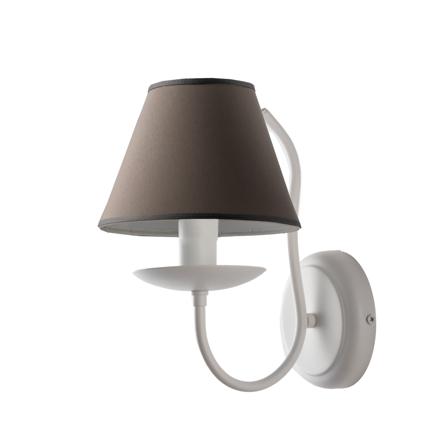1270/ap APPLIQUE BIANCO 1 LUCE SHABBY CHIC METALLO E PARALUME TESSUTO
