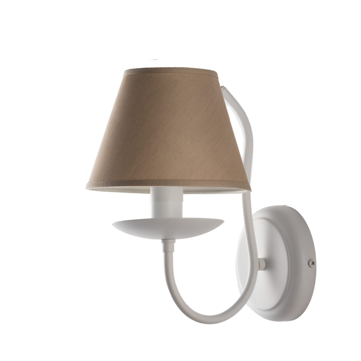 1270/ap APPLIQUE BIANCO 1 LUCE SHABBY CHIC METALLO E PARALUME TESSUTO