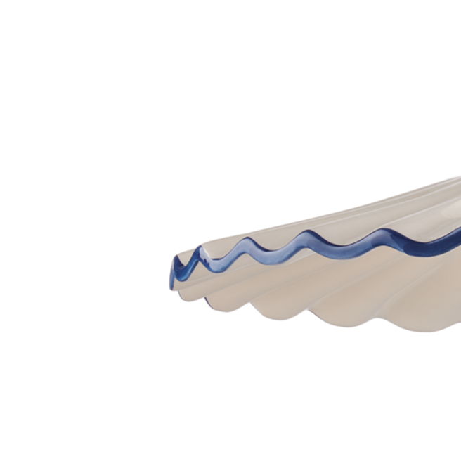 SOSPENSIONE IN CERAMICA DECORATA A MANO PLISSE' E METALLO BIANCO