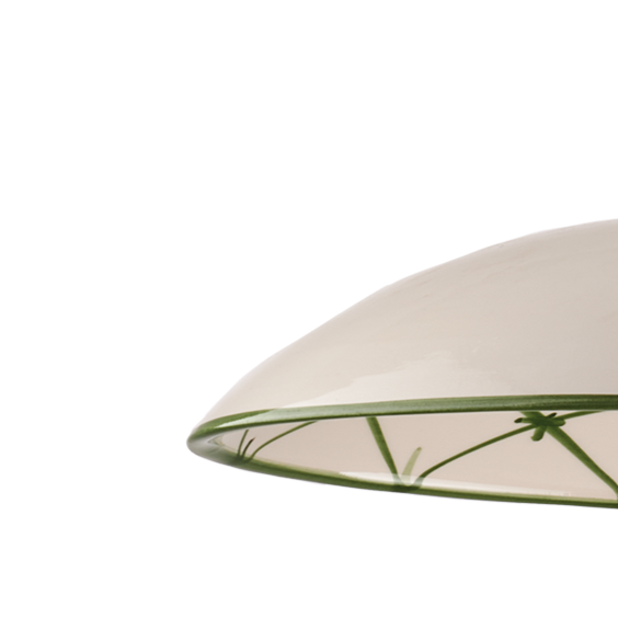SOSPENSIONE IN CERAMICA DECORATA A MANO E METALLO BIANCO