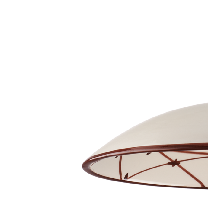SOSPENSIONE IN CERAMICA DECORATA A MANO E METALLO BIANCO