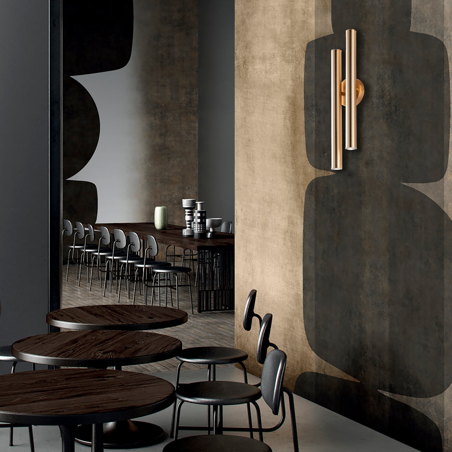 APPLIQUE UP E DOWN MODERNO INDUSTRIAL CHIC CON TUBI 4 LUCI LED