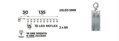 Battery operated chain with 10 microleds with wine cork 1 m white light