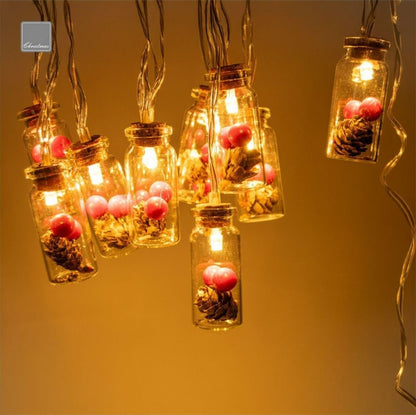 Battery operated chain with 10 microleds with wine cork 1 m white light
