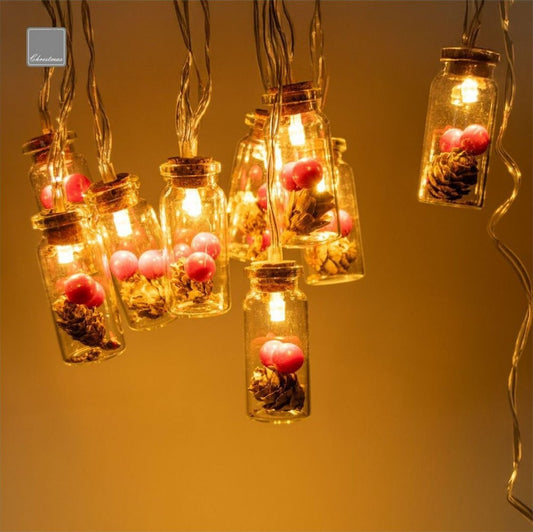 Battery operated chain with 10 microleds with wine cork 1 m white light