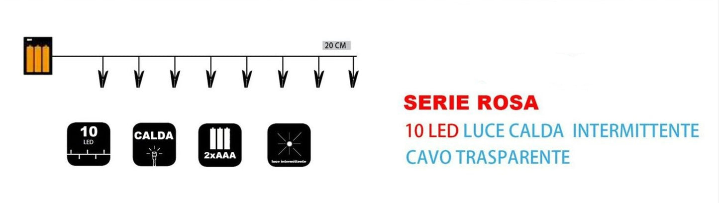 Battery operated chain with 10 microleds with wine cork 1 m white light