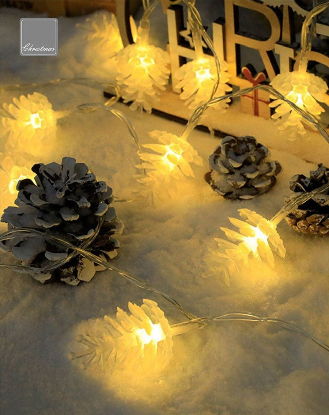 Battery operated chain with 10 microleds with wine cork 1 m white light