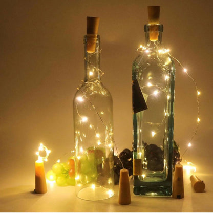 Battery operated chain with 10 microleds with wine cork 1 m white light