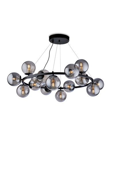 1480/16 LAMPADARIO 16 LUCI MODERNO INDUSTRIAL CHIC CON SFERE VETRO